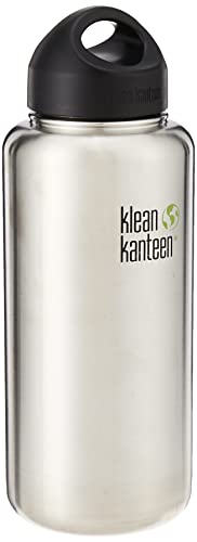 Klean Kanteen Wide Mouth Single Wall Stainless Steel Water Bottle with Leak Proof Stainless Steel Interior Cap - 40oz - Brushed Stainless