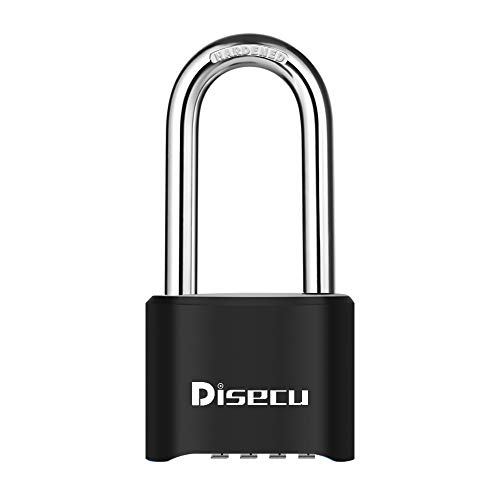 disecu 4 Digit Heavy Duty Combination Lock 2.5 Inch Long Shackle Outdoor Waterproof Padlock for School Gym Locker, Sports Locker, Hasp Storage, Fence, Gate, Case, Toolbox, Bike (Black)