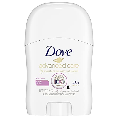 Dove Advanced Care Invisible Travel Sized Antiperspirant Deodorant Stick No White Marks on 100 Colors Clear Finish 48-Hour Sweat and Odor Protecting Deodorant for Women, Rose, 0.5 Oz, Pack of 36