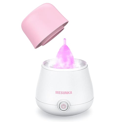 MESUNKA Menstrual Cup Sterilizer, Period Cup Steamer Cleaner Machine, Kill 99.9% of Germs with Steam Sanitizer, 3-in-1 for Cleans Dries and Stores Menstrual Cups-Automatic Shut Off
