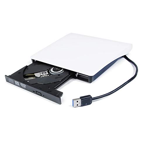 Portable USB 3.0 External DVD CD ROM Optical Drive, for HP Gaming Laptop Pavilion 15 17 T Z 15Z X360 X 360 14 15.6 Inch Notebook PC, All-in-One 8X DVD-RW DVD-RAM 24X CD-R Players Reader White