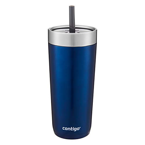 Contigo Luxe Stainless Steel Tumbler with Spill-Proof Lid and Straw | Insulated Travel Tumbler with No-Spill Straw, 18 oz, Monaco