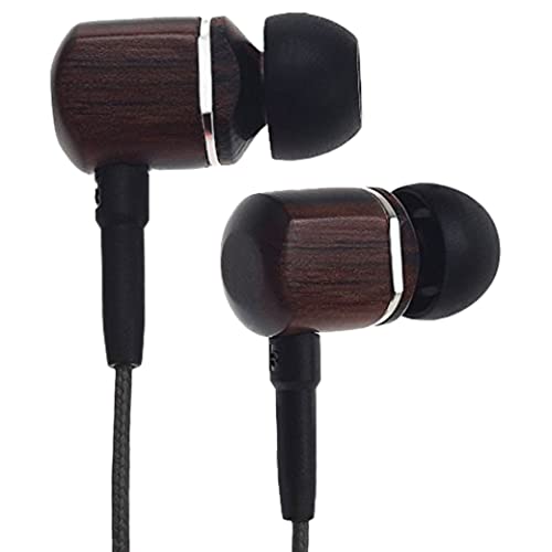 Symphonized MTRX Premium Genuine Wood in-Ear Noise-isolating Headphones with Mic and Nylon Cable (Black)