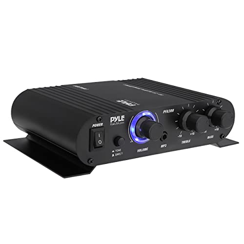 Pyle Power Home HiFi Stereo Amplifier - 90 Watt Portable Dual Channel Surround Sound Audio Receiver w/ 12V Adapter - For Subwoofer Speaker, MP3, iPad, iPhone, Car, Marine Boat, PA System - PFA300