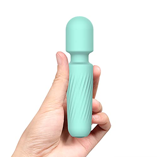 Keenigh Mini Personal Massager for Women - Cordless Wand Massager - Rechargeable 10 Patterns - Handheld Waterproof Portable Massager for Back Shoulder Neck Body Relief and Muscle Tension - Green