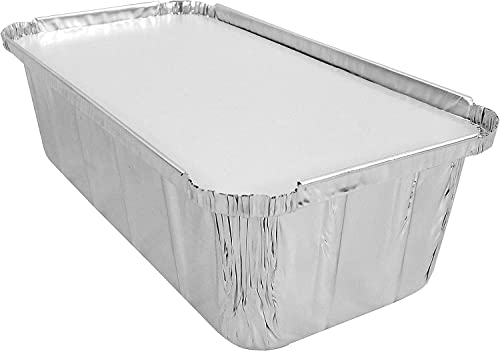 D&W Fine Pack A86 2 lb. Aluminum Foil Loaf/Bread Pan Tins w/Foil Board Lid (Pack of 25 Sets)