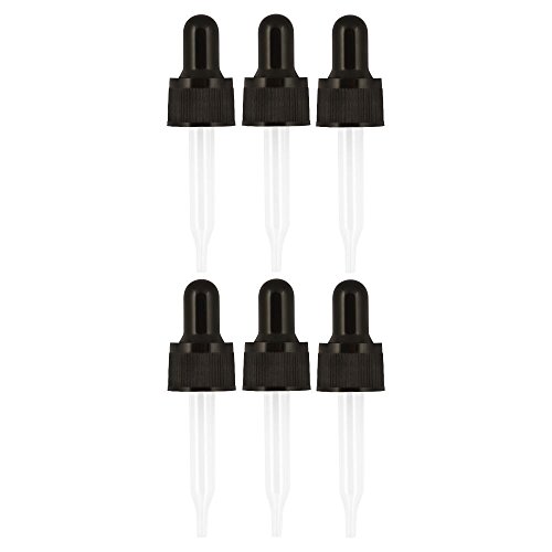 Year of Plenty Glass Eye Droppers for 10ml &15ml Essential Oil Bottles | Set of 6 | Black | Compatible with doTERRA,Young Living, Edens Garden, Plant Guru, Rocky Mtn, Aura Cacia, etc