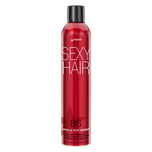 SexyHair Big Spray & Play Harder Firm Volumizing Hairspray, 10 Oz | All Day Hold and Shine | Up to 72 Hour Humidity Resistance