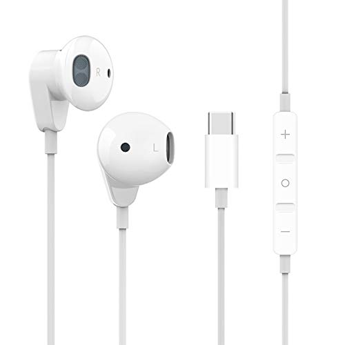 WamGra USB C Headphones, HiFi Stereo Type C Earbuds USB C Earphones with Mic & Volume Control Compatible with Google Pixel 7 7a 6 Pro 5,OnePlus 10 9 8,MacBook,iPad Pro,Samsung Galaxy S23 S22 S21-White