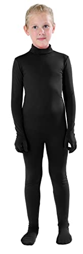 Full Bodysuit Kids Dancewear Solid Color Spandex Zentai Child Unitard (Small, Black)