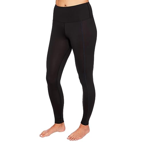Hot Chillys Women's Clima-Tek Tights | Warm Breathable Moisture-Wicking Midweight Relaxed Fit Base Layer Thermal Leggings, Black, Size: XS