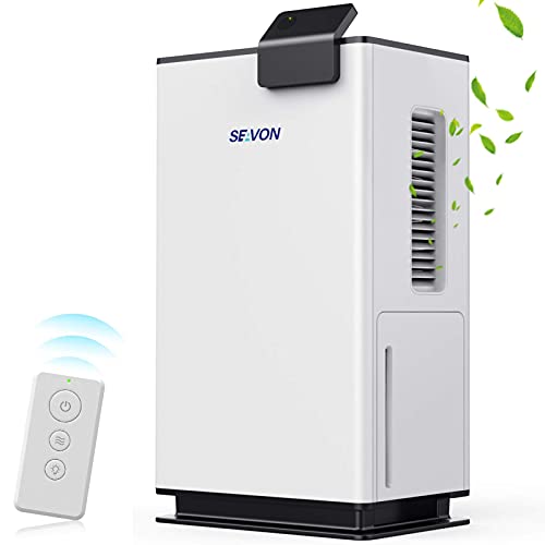 SEAVON Portable Small Dehumidifiers for Home with Remote Controller, Ultra Quiet Dehumidifier for 760 sq ft ( 7400 Cubic feet ), 2 Working Modes, Breath Light Mode, Auto-Off, Perfect for Living Room, Bedroom, Bathroom, Basement, Kitchen, Closet, RV