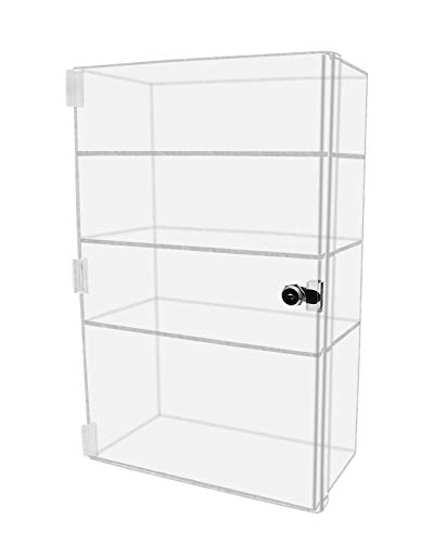 Marketing Holders Security Locking Case 12 1/2' W x 6 1/4' D x 19 1/4' H Acrylic 4 Compartment Display with Lock and 2 Keys Bakery Pastry Cabinet Jewelry Show Case Stand Cabinet