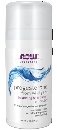 NOW Solutions, Natural Progesterone, Balancing Skin Cream, 20 mg of Natural Progesterone Per Pump, Unscented, 3-Ounce
