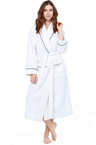 Jones New York Women's Bathrobe Long Sleeve Soft Comfortable Spa Robe, White, Small/Medium