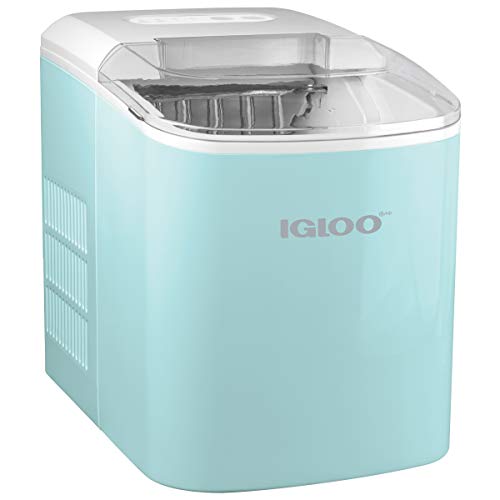 Igloo ICEB26AQ Automatic Portable Electric Countertop Ice Maker Machine, 26 Pounds in 24 Hours, 9 Ice Cubes Ready in 7 Minutes, With Ice Scoop and Basket, Perfect for Water Bottles, Mixed Drinks