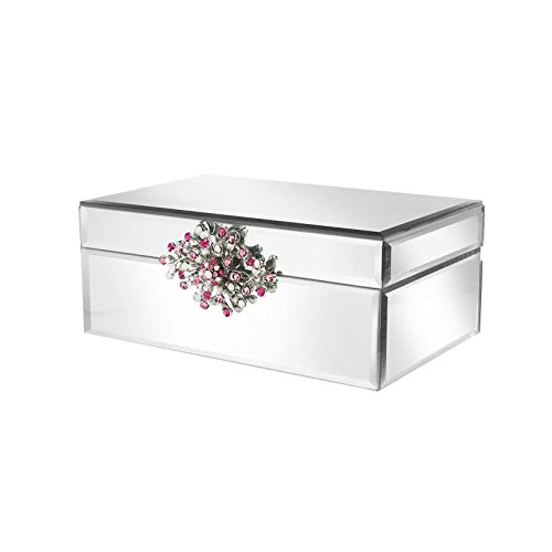 American Atelier Glass Jewerly Box with Brooch-Red