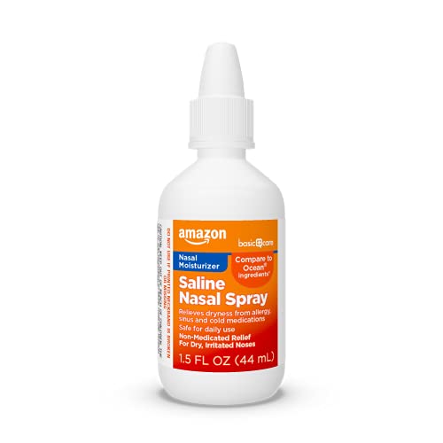Amazon Basic Care Premium Saline Nasal Moisturizing Spray, 1.5 Fluid Ounces,Clear