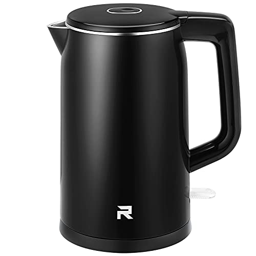 Electric Kettle 1.7L Cool Touch Electric Tea Kettle with 1500W Fast Boiling Double Wall Hot Water Kettle Boiler Cordless with Auto Shut-Off & Boil Dry Protection, BPA-Free