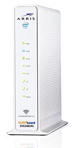 ARRIS Surfboard (24x8) DOCSIS 3.0 Cable Modem Plus AC1750 Dual Band Wi-Fi Router and Xfinity Telephone, 1 Gbps Max Speed, Certified for Comcast Xfinity Only (SVG2482AC) (Renewed)