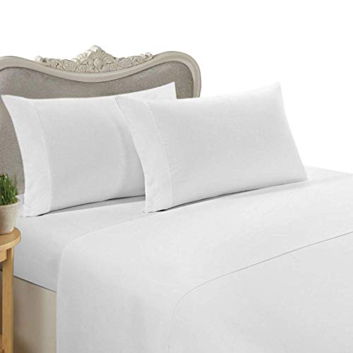 Hotel Luxury 1500 Thread Count 4-Piece Bed Sheet Set Authentic Heavy Egyptian Cotton Fits Mattress 15' to 18'' Inch Deep Pocket, King Size, White Color { Style : Solid }