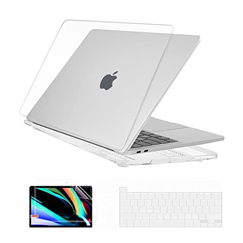 EooCoo Compatible with 2022 M2 MacBook Pro 13 inch Case 2021 2020 Release M1 A2338 A2289 A2251 A2159 A1989 A1706 A1708 Protective Hard Case with Keyboard Cover, Screen Protector - Crystal Clear