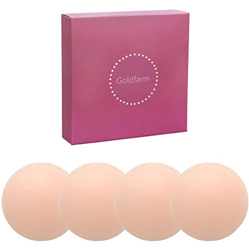 Goldfarm Nippleless Covers, Pasties, Silicone Reusable Breast Pasties Adhesive Bra 2 Pairs Pink