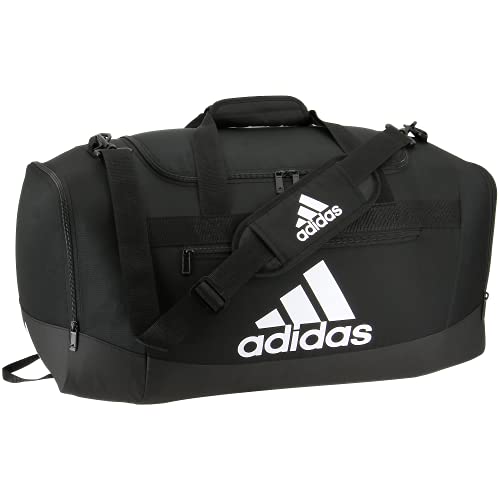 adidas Unisex Adult Defender 4 Medium Duffel Bag, Black/White, One Size