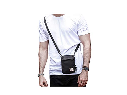 Small Crossbody Bag for Men, Mini Shoulder Bag Mini Messenger Bag for Cell Phone Travel Outdoor Hiking, Neck Pouch Bag Passport Wallet with Adjustable and Removable Shoulder Strap