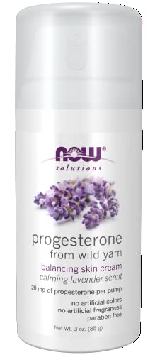 NOW Solutions, Natural Progesterone, Balancing Skin Cream with Lavender, 20 mg of Natural Progesterone Per Pump, 3-Ounce