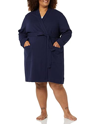 Amazon Essentials Women's Lightweight Waffle Mid-Length Robe (Available in Plus Size), Navy, Small