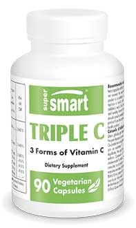 Supersmart - Triple C (3 Forms of Vitamin C) - Ascorbic Acid, Calcium Ascorbate & Ascorbyl Palmitate - Powerful Immune System Booster | Non-GMO & Gluten Free - 90 Vegetarian Capsules