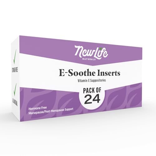 NewLife Naturals Vitamin E Suppositories 38IU - Vaginal Dryness Irritation Menopause Atrophy Relief - All Natural Estrogen Free Feminine Care - 24 Inserts