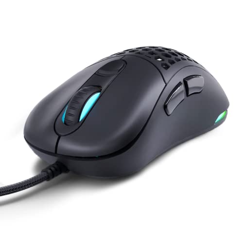 PWNAGE Gaming Mouse - Ultra Custom Ergo - RGB Esports Pro Gamer Flawless Professional PMW3389 Optical Sensor 16,000 DPI - Flexible Paracord Cable - 100% PTFE Skates Solid Sides Wired Black Mouse