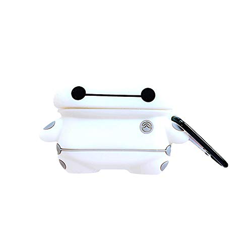 AirPods Pro Case Soft Silicone White Baymax Cover with Bag Hook Clip Keychain for Apple AirPodsPro AirPods 2019 3D Cartoon Walt Disney Protective Cool Fun Cute Lovely Special Girls Men
