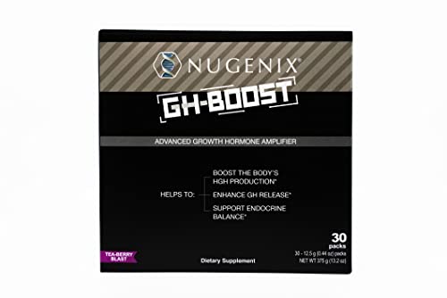 Nugenix GH-Boost - Advanced Secretagogue Accelerator, HGH Booster and Sleep Supplement for Men, GABA, Glutamine, Lysine, Arginine, Ornithine, Tea-Berry Blast - 30 Pack