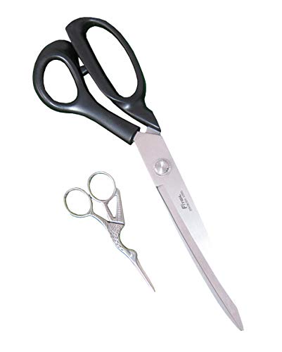 Heavy-Duty Extra Long Large Home/Office Utility Scissors, 12-Inch Upholstery Tailor Shears, 4.5-Inch Crane Embroidery Sewing Crafting Scissors, Stainless Steel All Purpose Sissors 2Pack