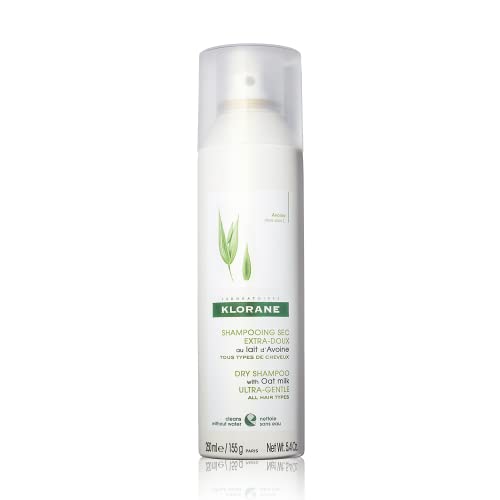 Klorane Dry Shampoo with Oat Milk, Ultra-Gentle, All Hair Types, No White Residue, Paraben & Sulfate-Free, Jumbo Size, 5.4 oz.