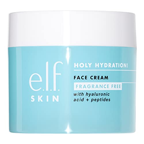 e.l.f., Holy Hydration! Face Cream - Fragrance Free, Smooth, Non-Greasy, Lightweight, Nourishing, Moisturizes, Softens, Absorbs Quickly, Suitable For All Skin Types, 1.76 Oz