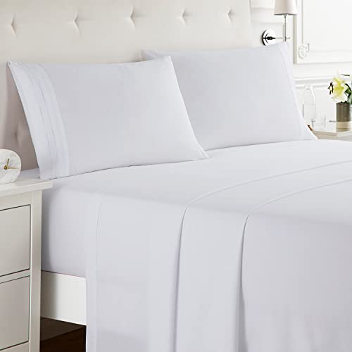 Nestl Queen Sheets Set - 4 Piece Bed Sheets for Queen Size Bed, Double Brushed Queen Size Sheets, Hotel Luxury White Sheets Queen, Extra Soft Bedding Sheets & Pillowcases