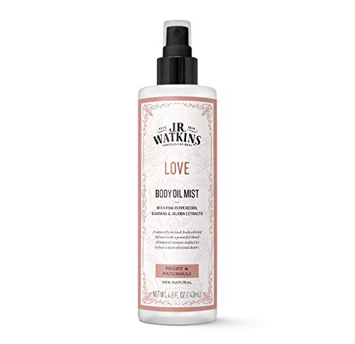 J.R. Watkins Love Body Oil Mist, Hydrates Skin and Boosts Stimulation, Natural Peony & Patchouli, 4.8 oz