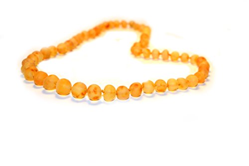 Unpolished(Raw) Baltic Amber Necklaces for Adults - 17.7 inches (45 cm) - Hand-Made from Unpolished/Genuine Raw Baltic Amber Beads, Anti-Inflamatory Amber Necklace for Men and Women
