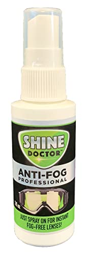 Shine Doctor Anti Fog Spray 2 oz. Prevents Fogging of Goggles, Masks, Sunglasses, Eyeglasses, Hockey Shields, Binoculars & Scopes