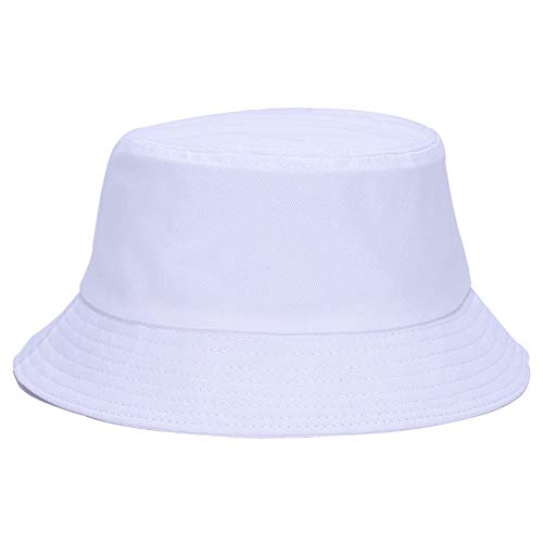 Bokeley Fashion Bucket Hat Cotton Fishing Brim Boonie Visor Men Sun Hunting Summer Camping Cap (White)