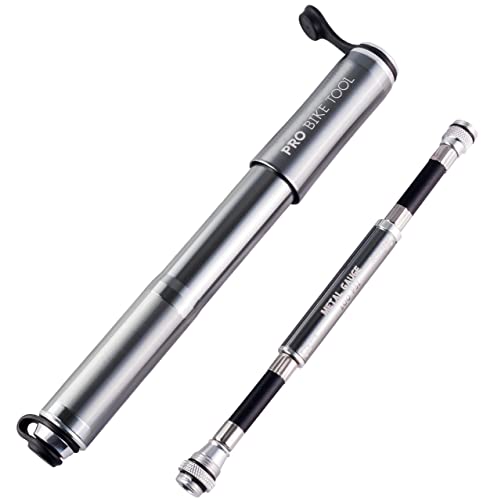 Pro Bike Tool Mini Bike Pump with Gauge, Presta and Schrader Valve Compatible Bicycle Tire Pump for Road, Mountain and BMX Bikes, High Pressure 100 Psi, Mount