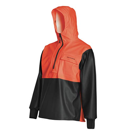 Grundens Men’s Neptune Commercial Fishing Pullover Anorak | Waterproof, Adjustable, Orange, Medium