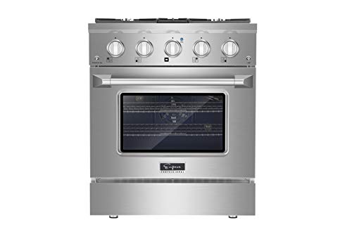 Empava 30' Slide-in Single Oven Gas Range with 4 Sealed Ultra High-Low Burners-Heavy Duty Continuous Grates in Stainless Steel, 30 Inch