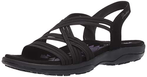 Skechers Women's Reggae Slim-Simply Stretch Sport Sandal, Black, 8