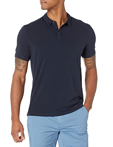 John Varvatos Men's Short SLV Light Weight Polo, Navy, XL