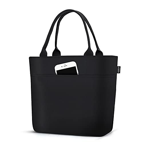 Aosbos Lunch Bag Women Insulated Thermal Lunch Box Cooler Tote Bag Reusable Food Organizer Adult (Black)